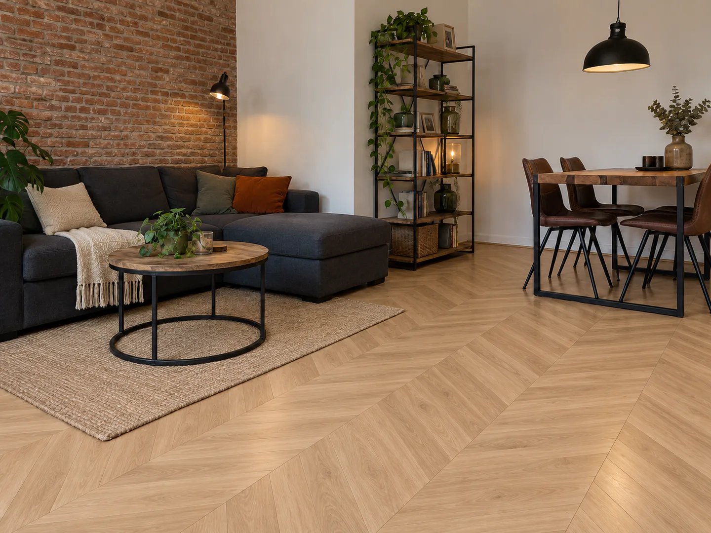Loft met PVC in Hongaarse punt, demonstratiebeeld